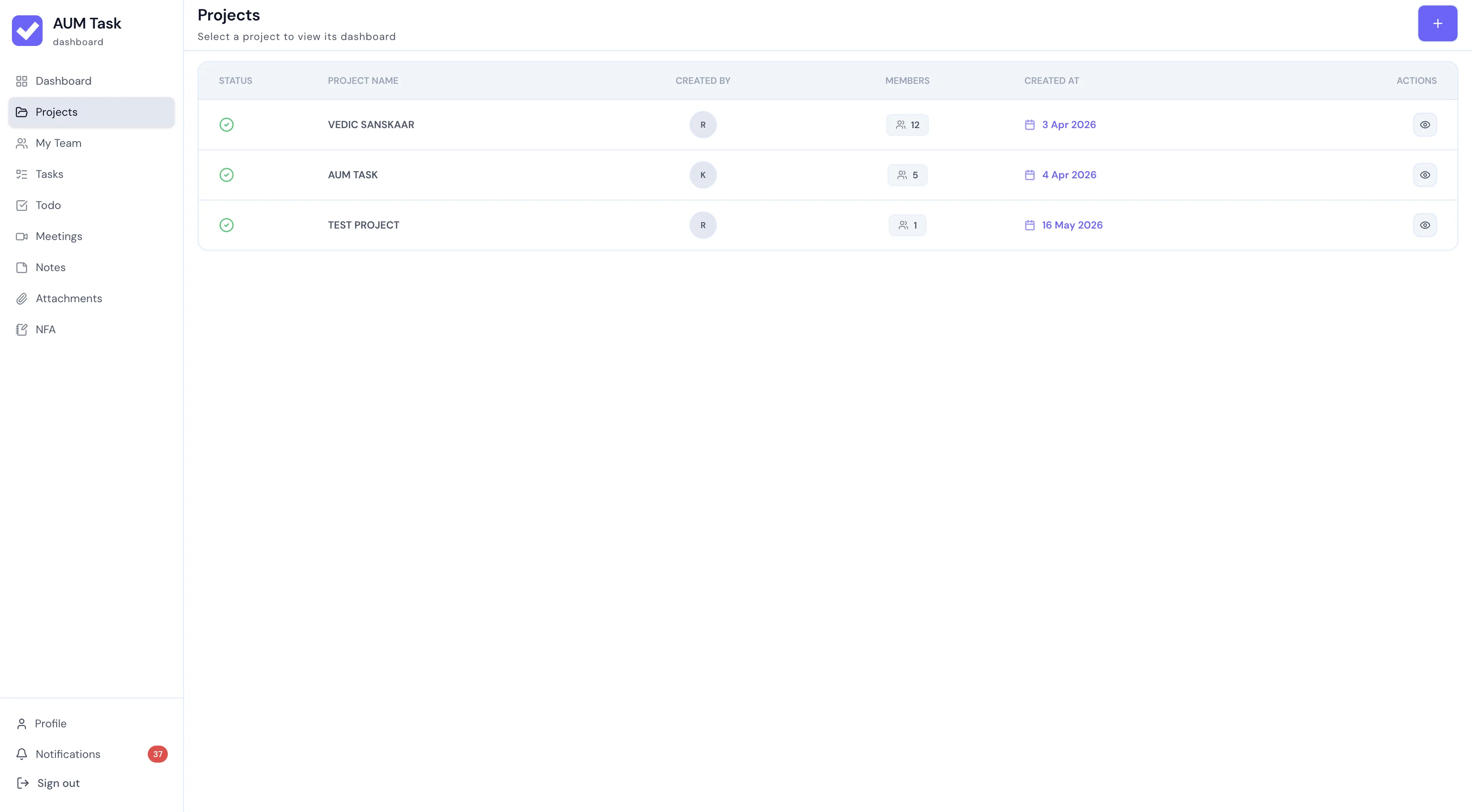 AUM Task Centralized Project Portfolio Dashboard